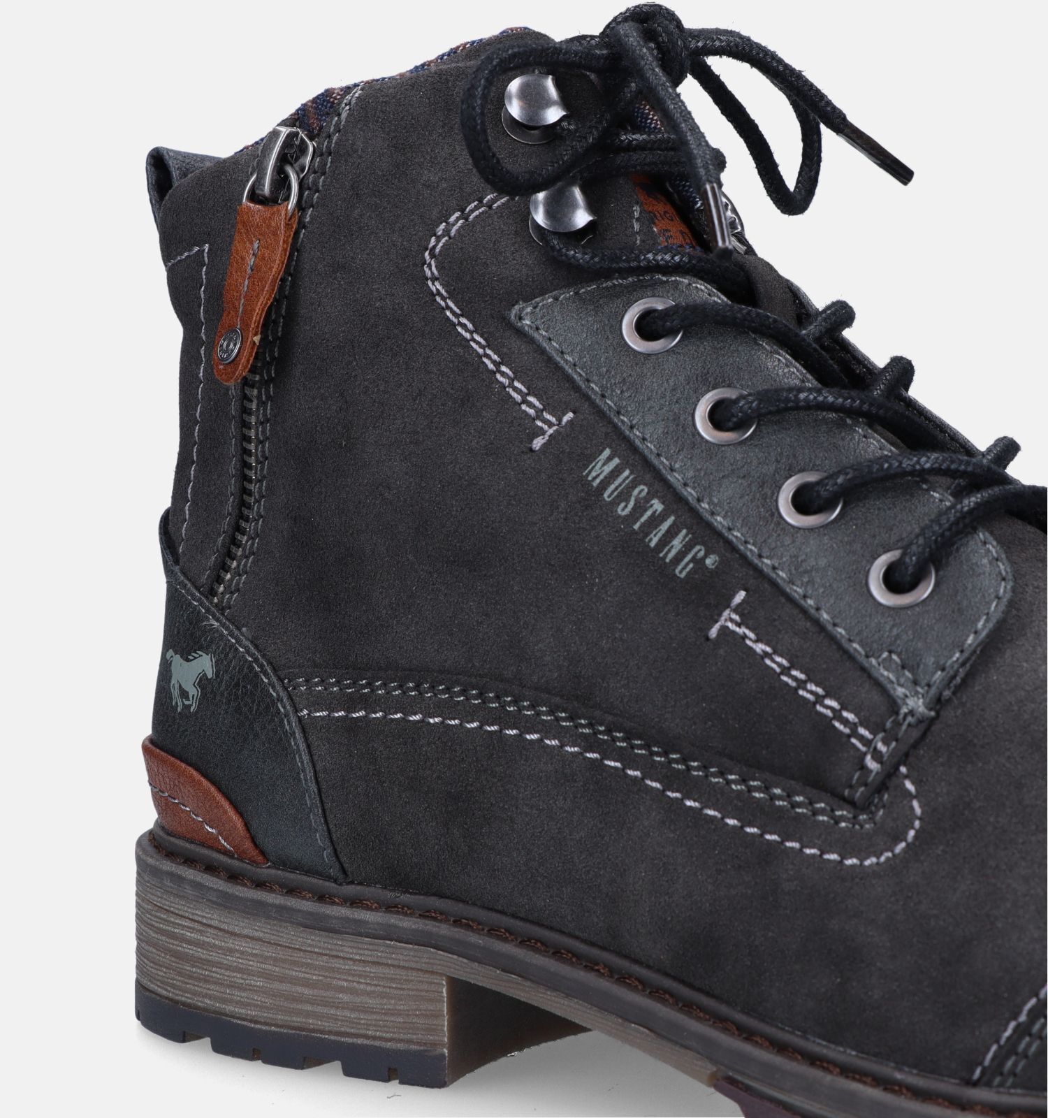Mustang Grijze Veterboots Heren Boots Online op TORFS.BE