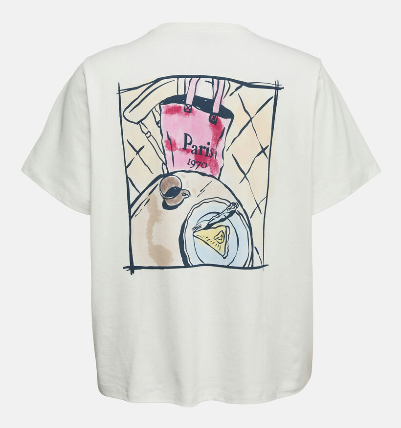 Vero Moda Curve Vera Caty T-shirt Paris en Blanc pour femmes (367791)