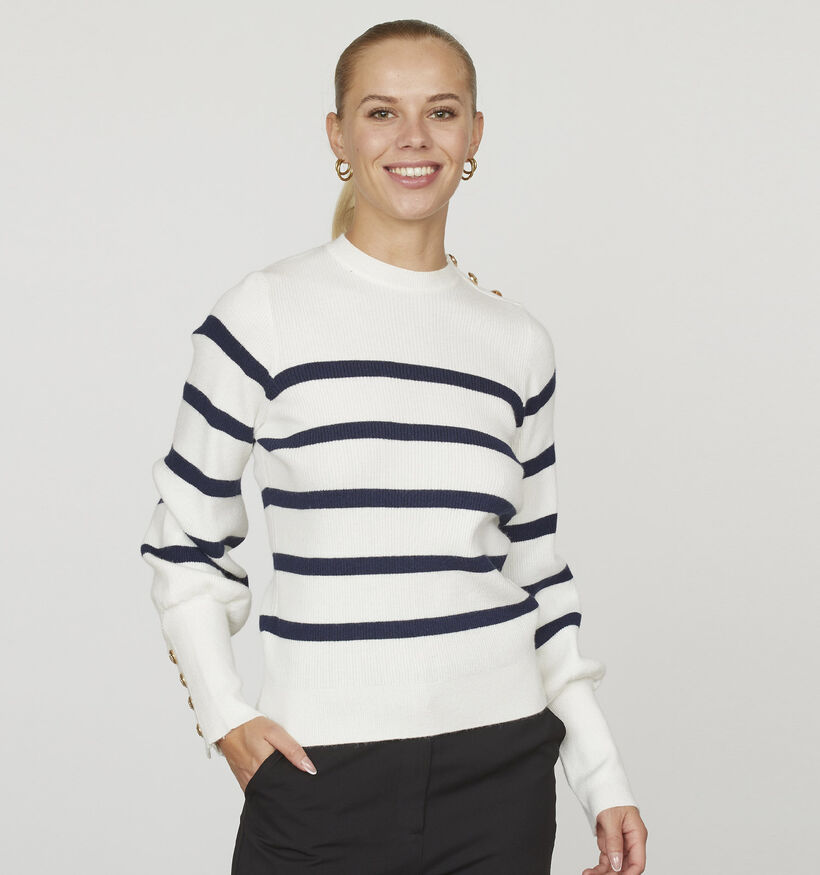 SISTERS POINT Witte Trui met strepen voor dames (356276)