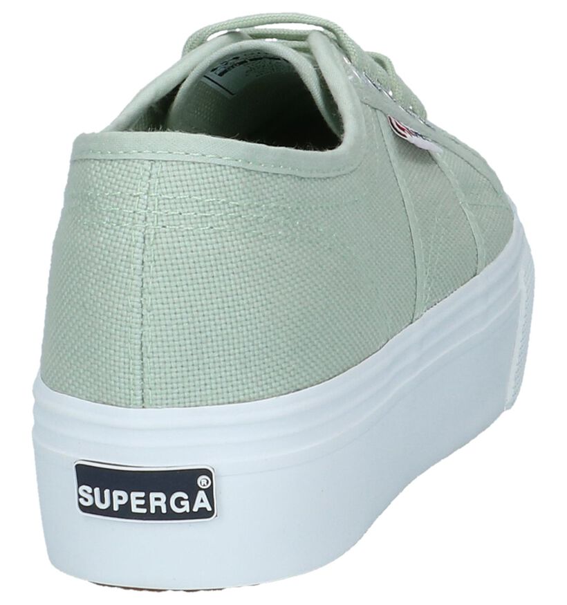 Superga Munt Groene Sneakers met Plateauzool in stof (210103)