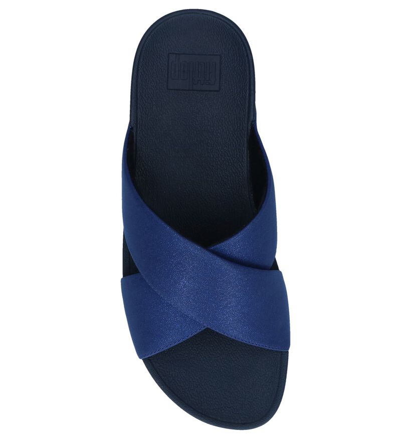 Fitflop Lulu Nu-pieds à talons en Bleu foncé en simili cuir (240146)