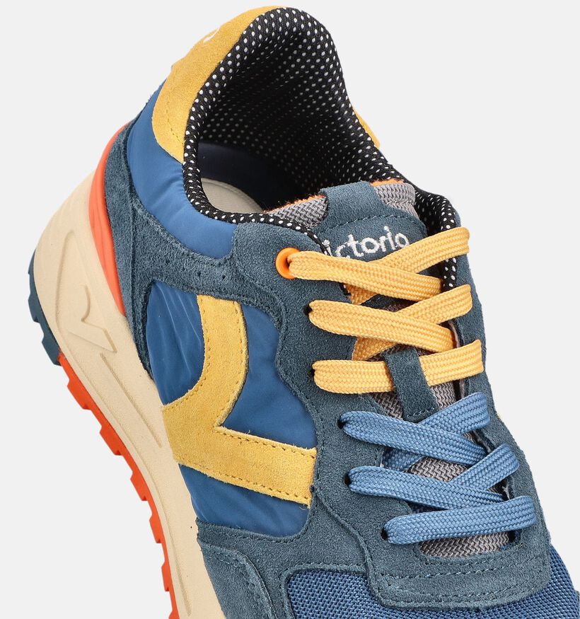 Victoria Chaussures plates en Bleu fonc&eacute;/Jaune pour hommes (371888) - pour semelles orthop&eacute;diques