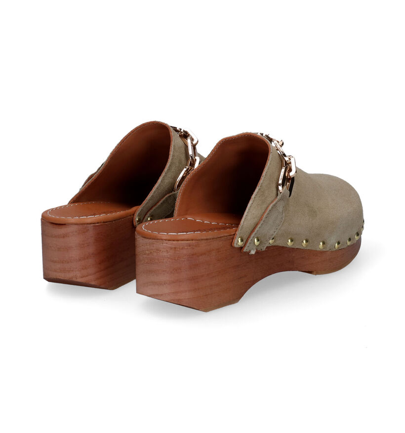 Pedro Miralles Kaki Clogs in daim (308405)