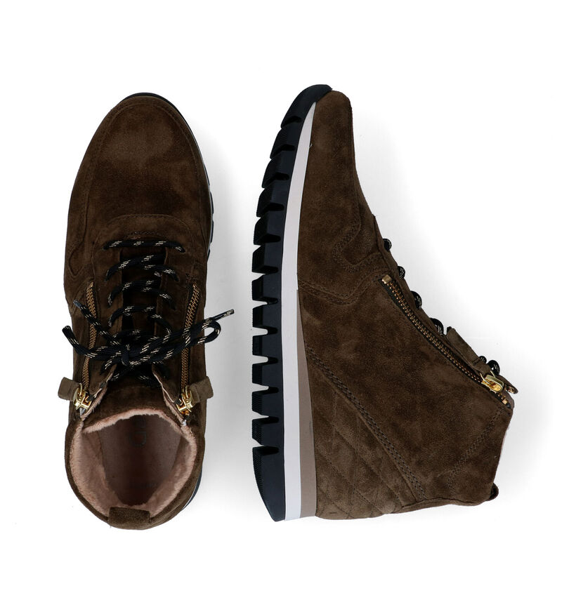 Gabor OptiFit Baskets hautes en Vert Kaki en daim (297233)