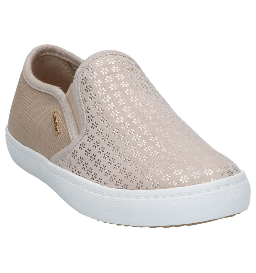 Geox Chaussures slip-on en Beige clair en textile (265765)