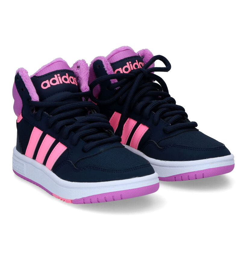 adidas Hoops Mid 3.0 Blauwe Sneakers voor meisjes (315003)