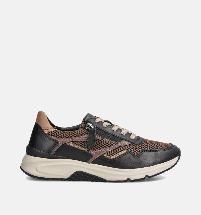 Gabor Rollingsoft Zwarte Sneakers met Rits voor dames (360318) - geschikt voor steunzolen