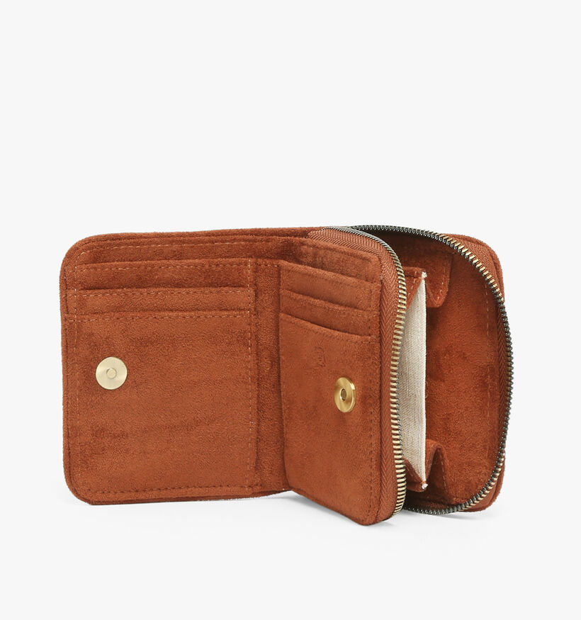 Woomen Ginseng Porte-monnaie zipp&eacute; en Cognac pour femmes (378686)