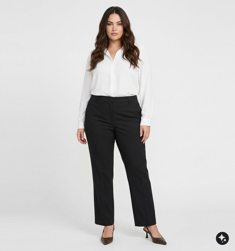 Vero Moda Curve Texas Straight Zwarte Broek L32 voor dames (378129)