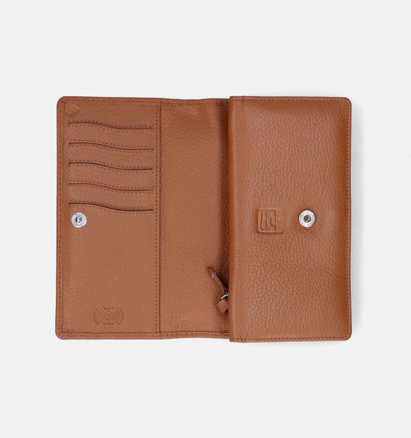 Crinkles Porte-monnaie à rabat en Camel pour femmes (349859)