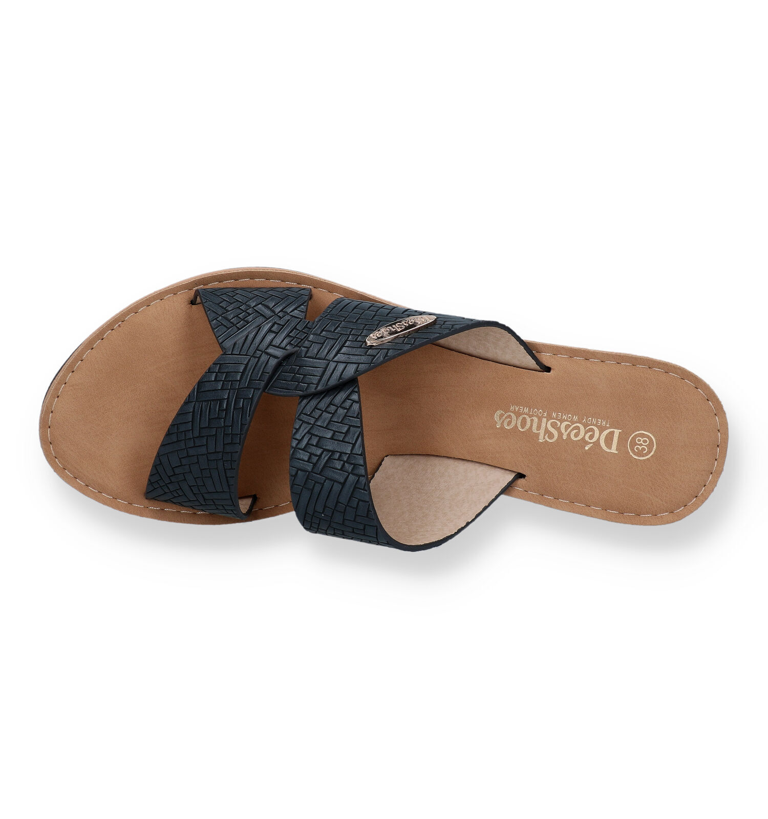 Donkerblauwe slippers dames store