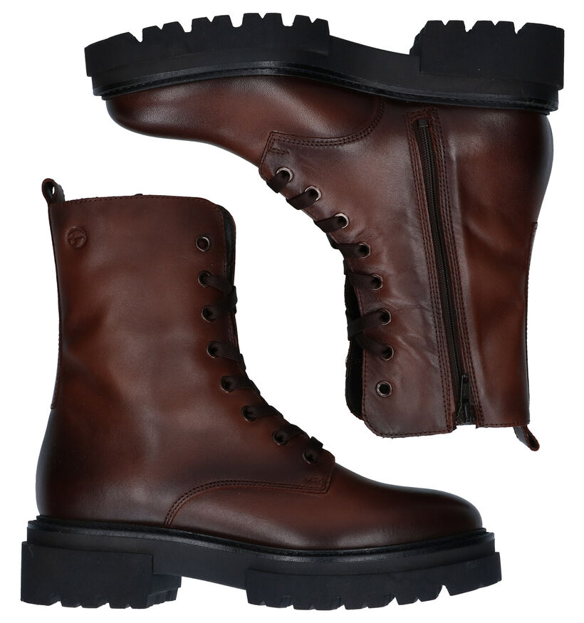 Tamaris Boots à lacets en Noir en cuir (290908)