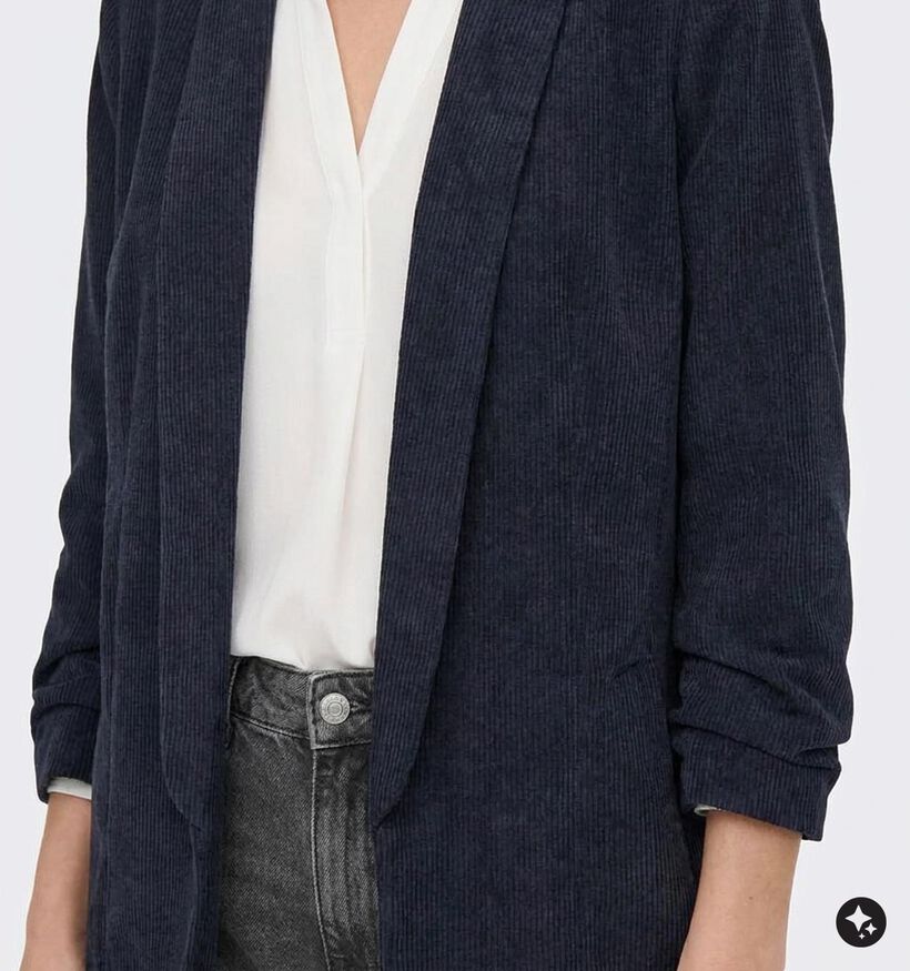 Pieces Bosella 3/4 Corduroy Donkerblauwe Blazer voor dames (382090)