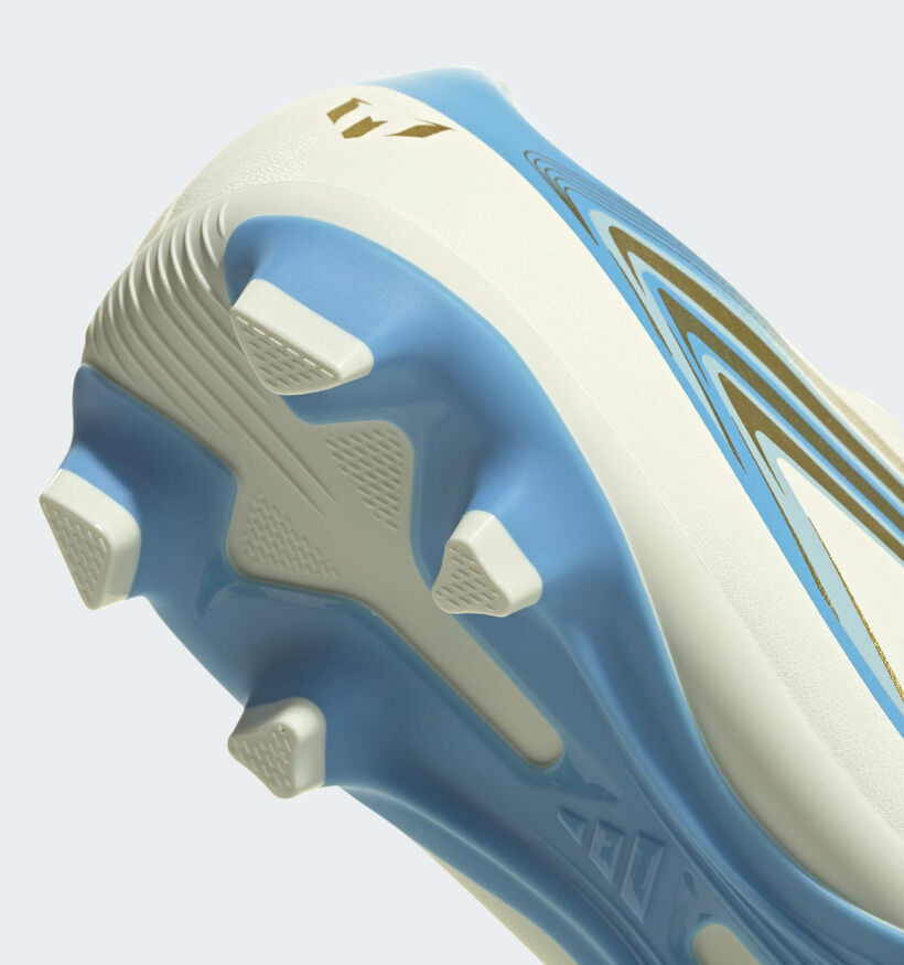 adidas F50 Messi Club FG/MG Beige/Blauwe Voetbalschoenen voor jongens, meisjes (375558) - geschikt voor steunzolen