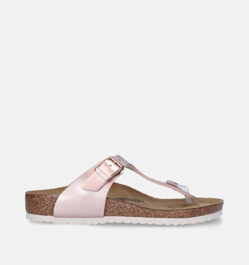 Birkenstock Gizeh Birko Flor Tongs en Or rosé pour filles (338076)