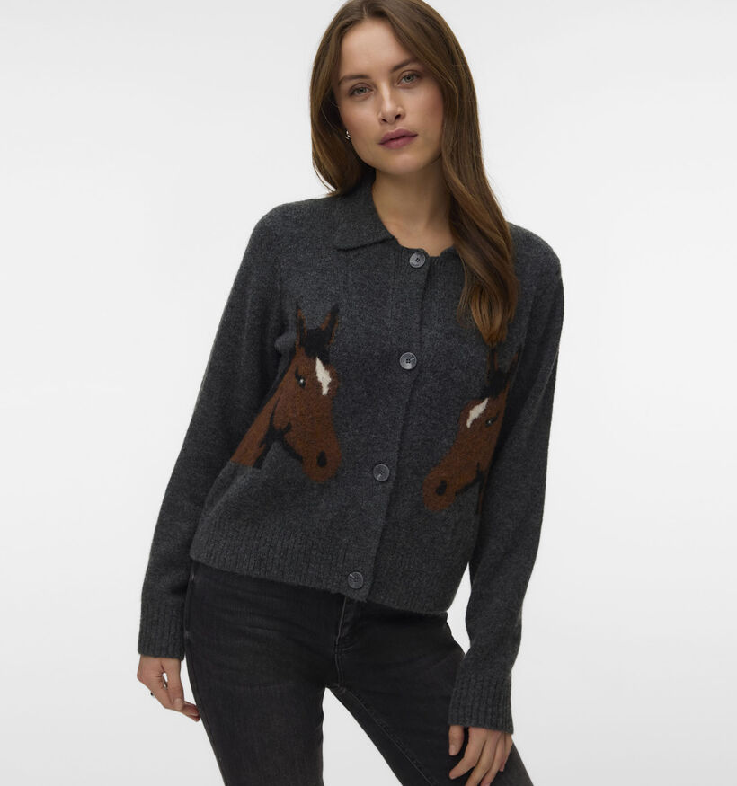Vero Moda Cavallo Horses Gilet Polo en Gris fonc&eacute; pour femmes (379668)