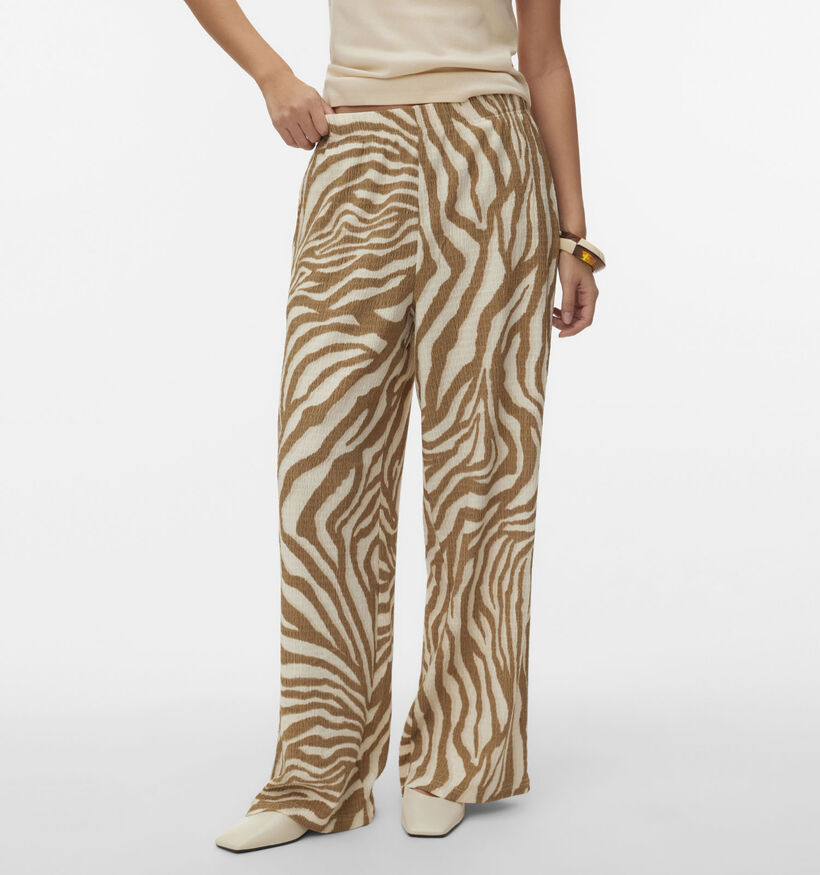 Vero Moda Friga Zebra Beige/Bruine Broek voor dames (367201)