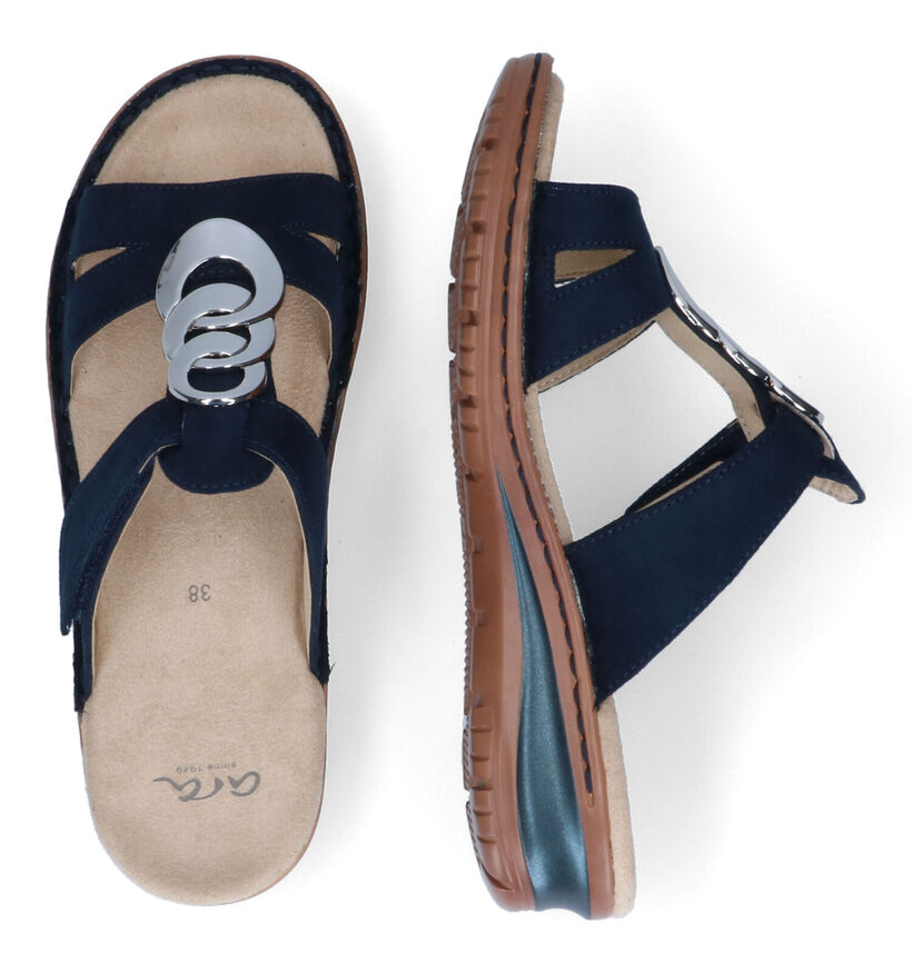 Ara Hawaii Blauwe Slippers in stof (307695)