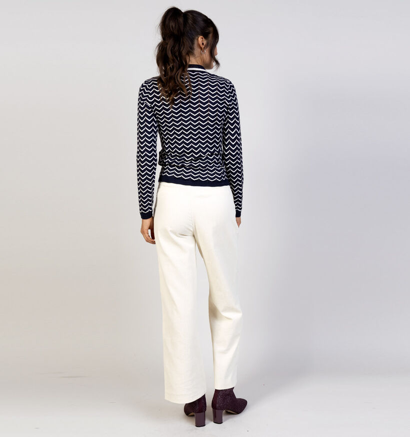 Vila Ellora Pull en Bleu foncé/Blanc pour femmes (368104)