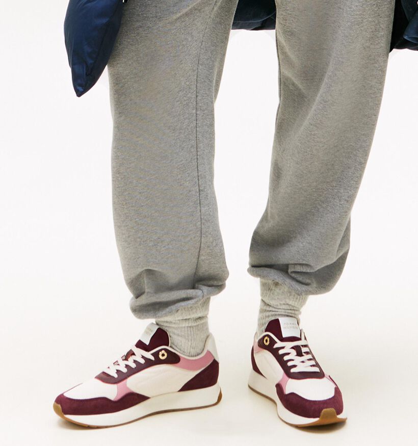 Tommy Hilfiger Material Runner Baskets en Beige/Bordeaux pour femmes (366173) - pour semelles orthopédiques