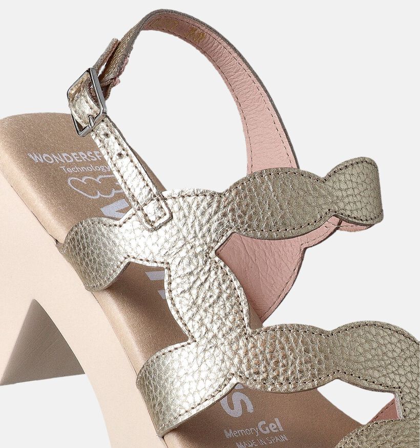 Wonders Gouden Sandalen met blokhak voor dames (357830)