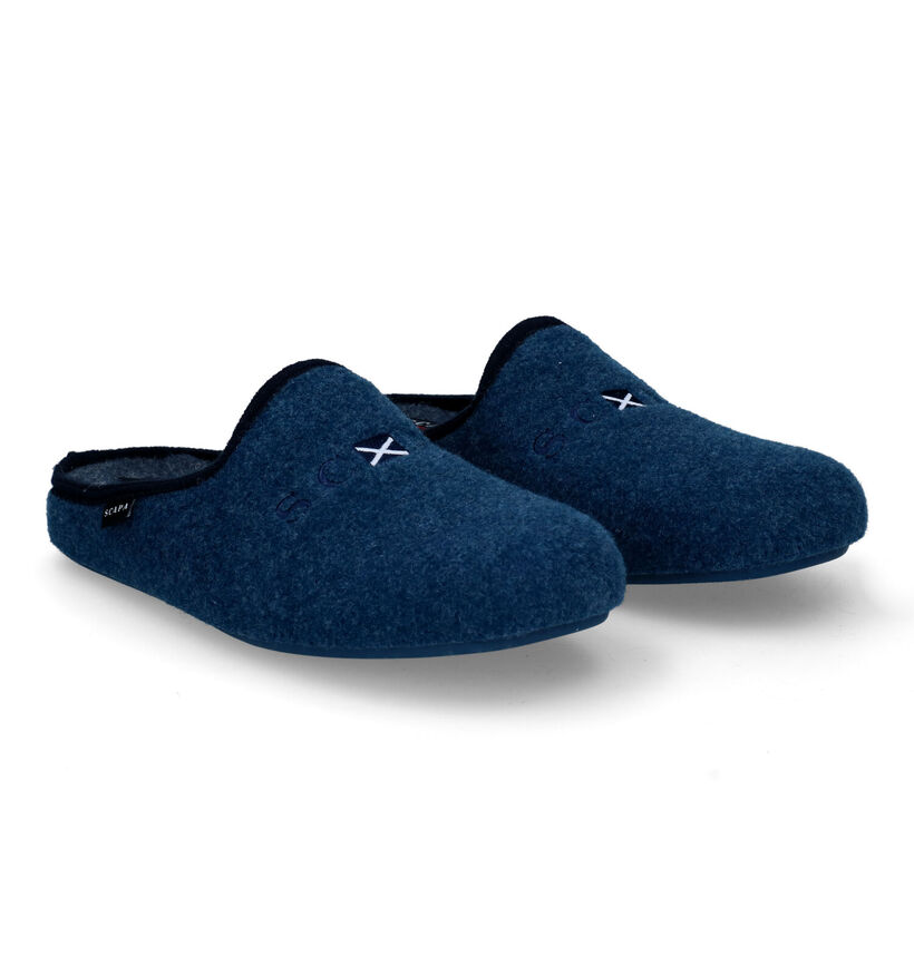 Scapa Blauwe Pantoffels in stof (317113)