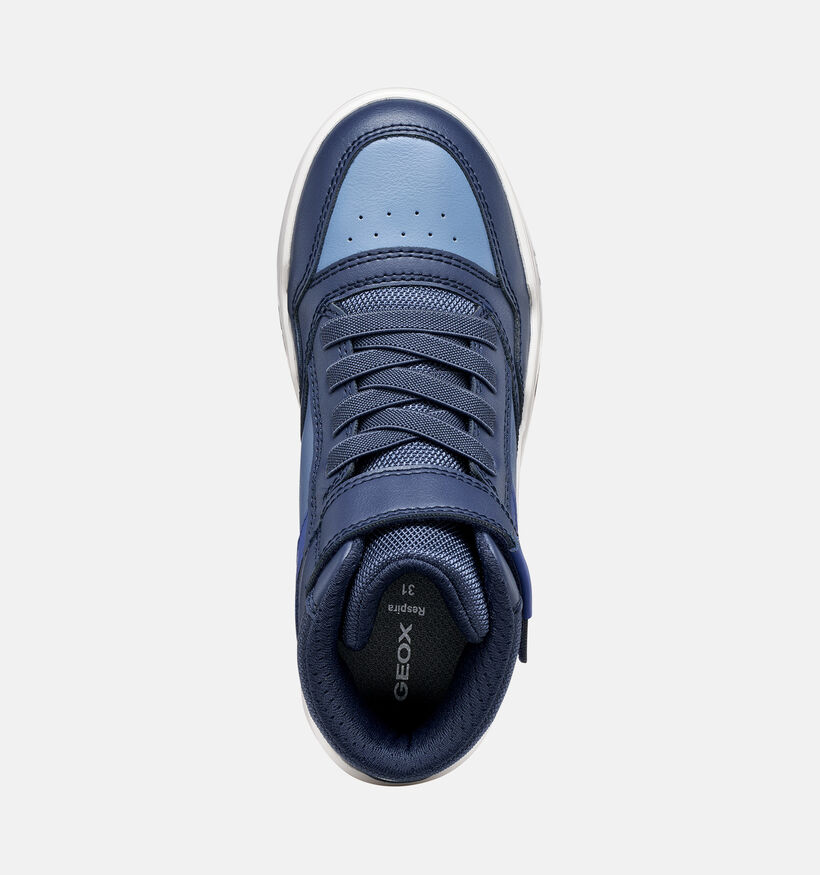 Geox Perth Navy Baskets montantes en Bleu pour gar&ccedil;ons (376232) - pour semelles orthop&eacute;diques
