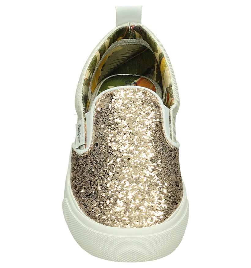 Pepe Jeans Traveler Glitter Gouden Slip-On Sneakers, , pdp