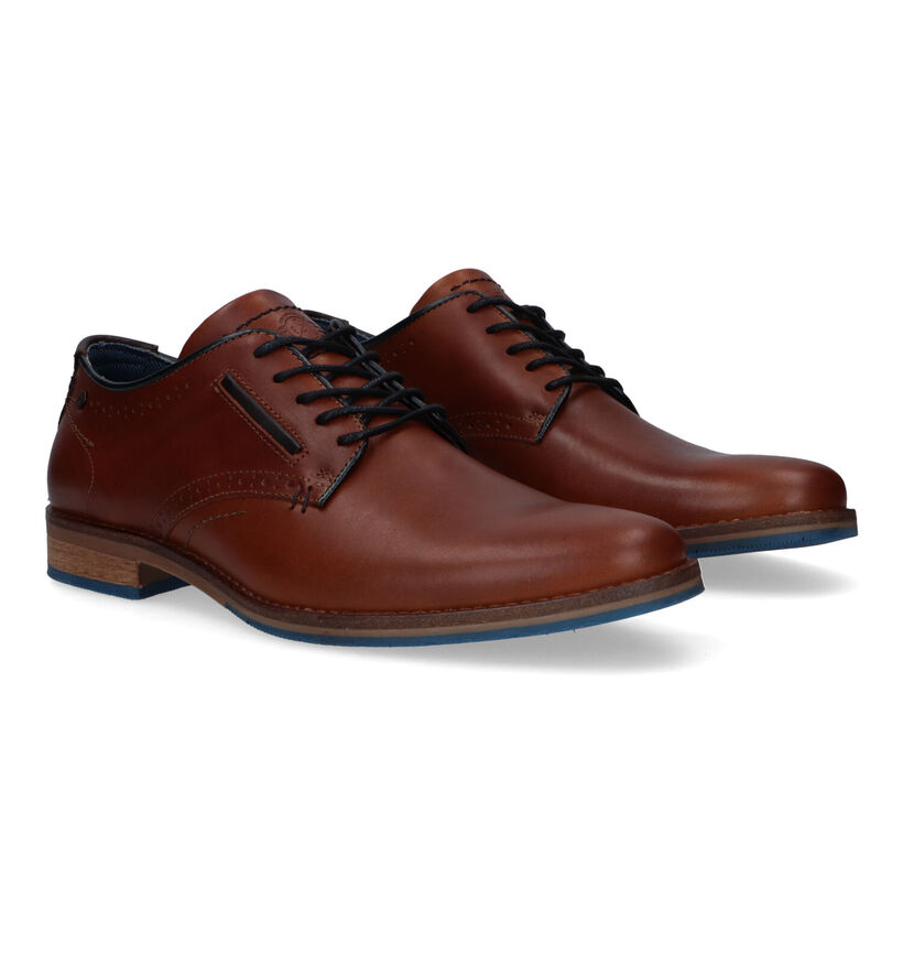 Bullboxer Cognac Veterschoenen voor heren (323410) - geschikt voor steunzolen