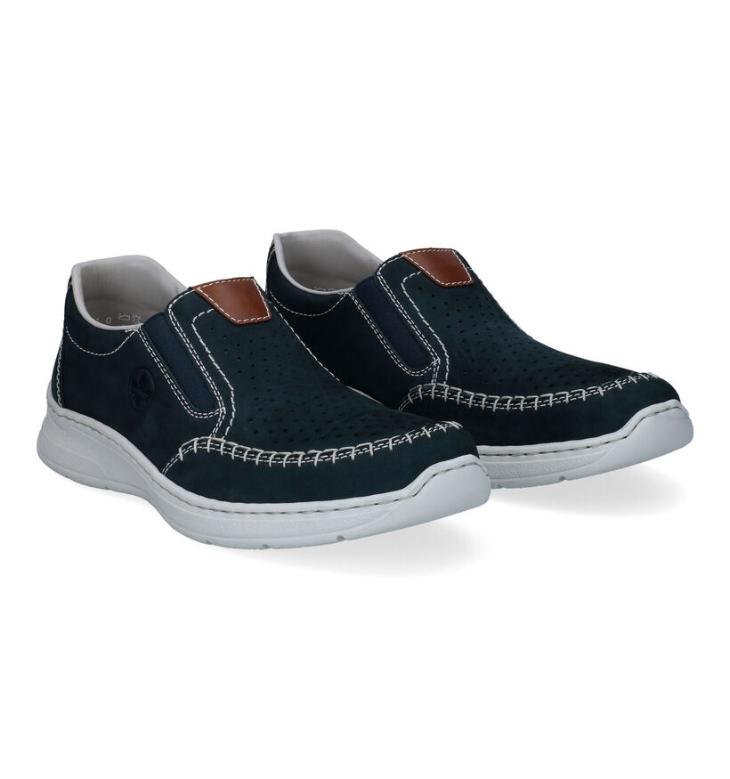 Rieker Blauwe Instappers in nubuck (308602)