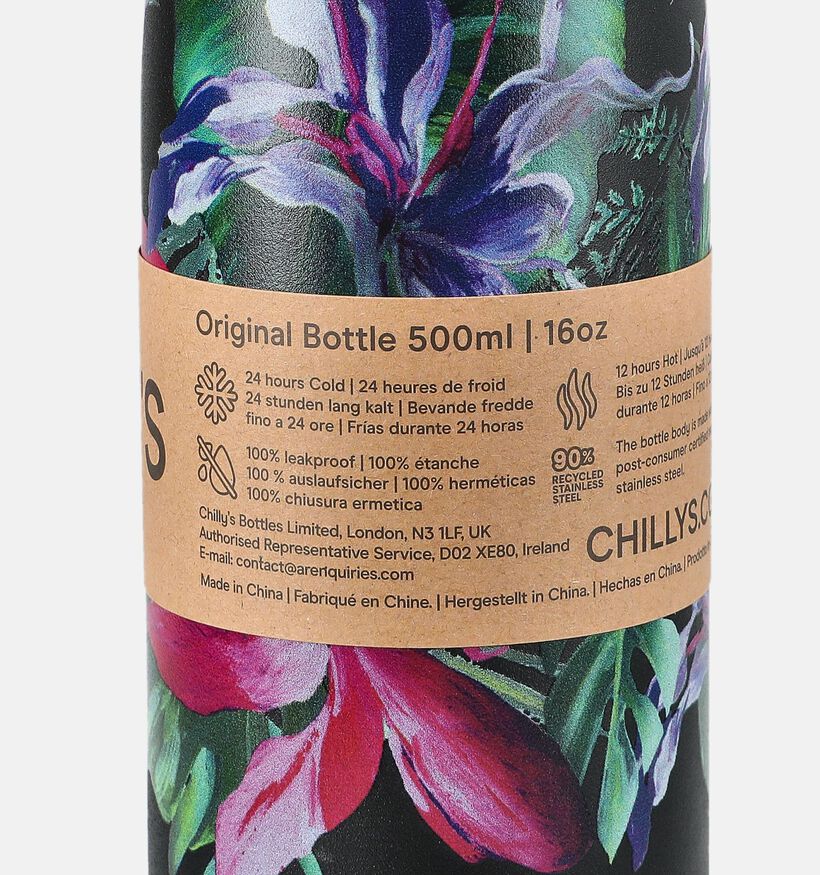 Chilly's Tropical Bottle Zwarte Drinkfles 500ml voor dames (383686)