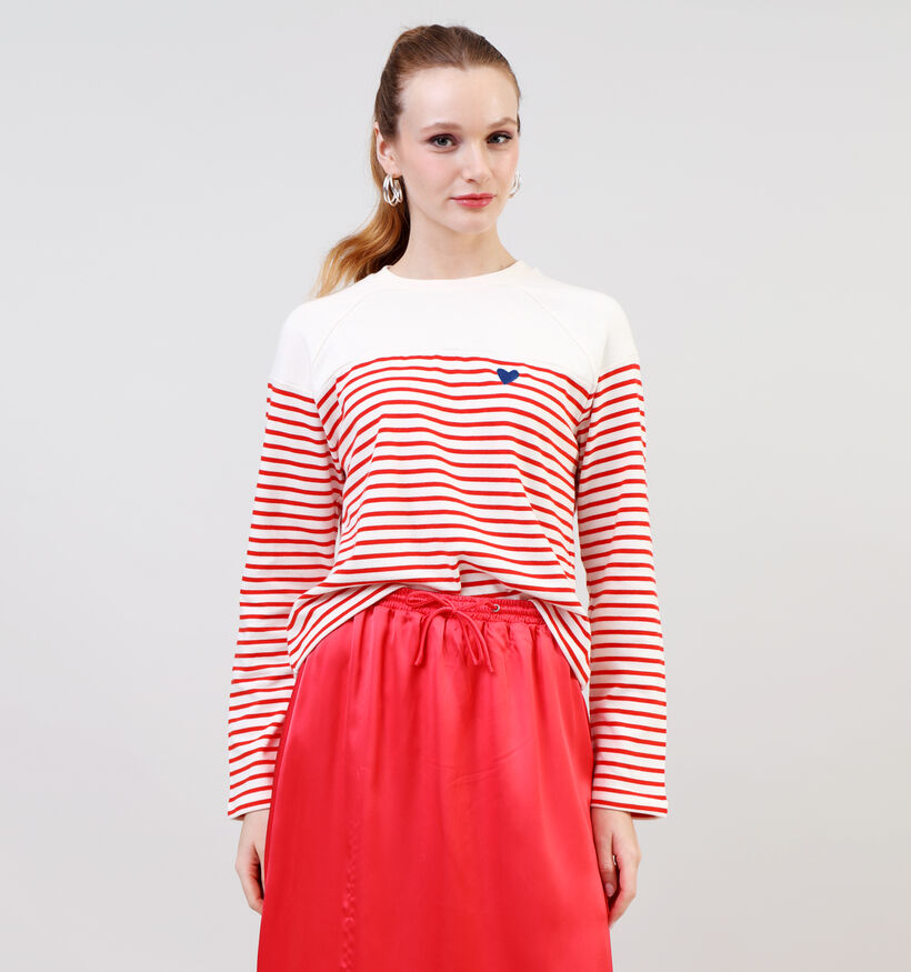 Pieces Mian Wit Gestreept Longsleeve T-shirt voor dames (337355)