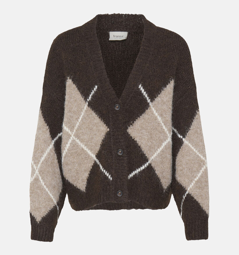 Fransa Charleen Argyle Gilet en Marron/Beige fonc&eacute; pour femmes (379939)