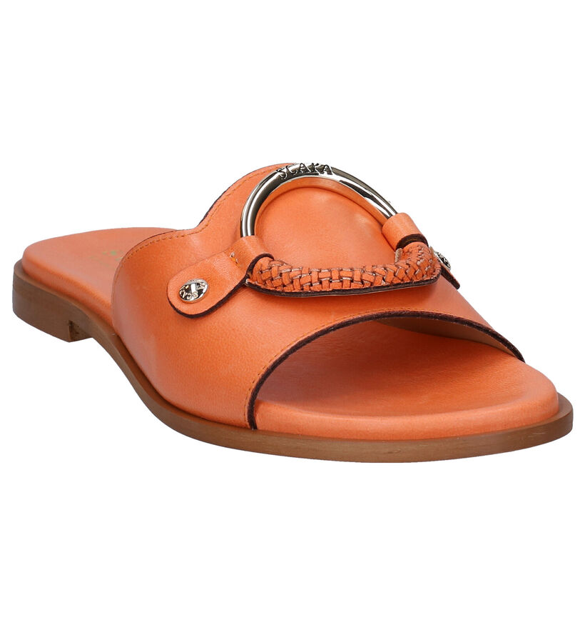 Scapa Nu-pieds plates en Orange en cuir (288865)