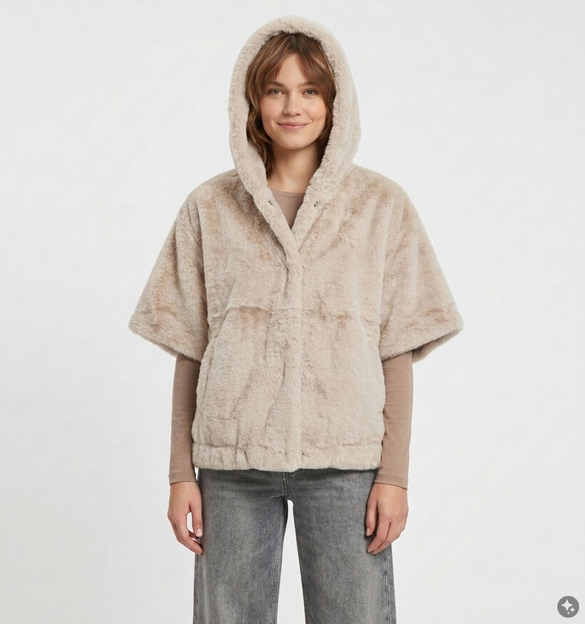 Laurent David Lichtbeige Fluffy Vest voor dames (382022)
