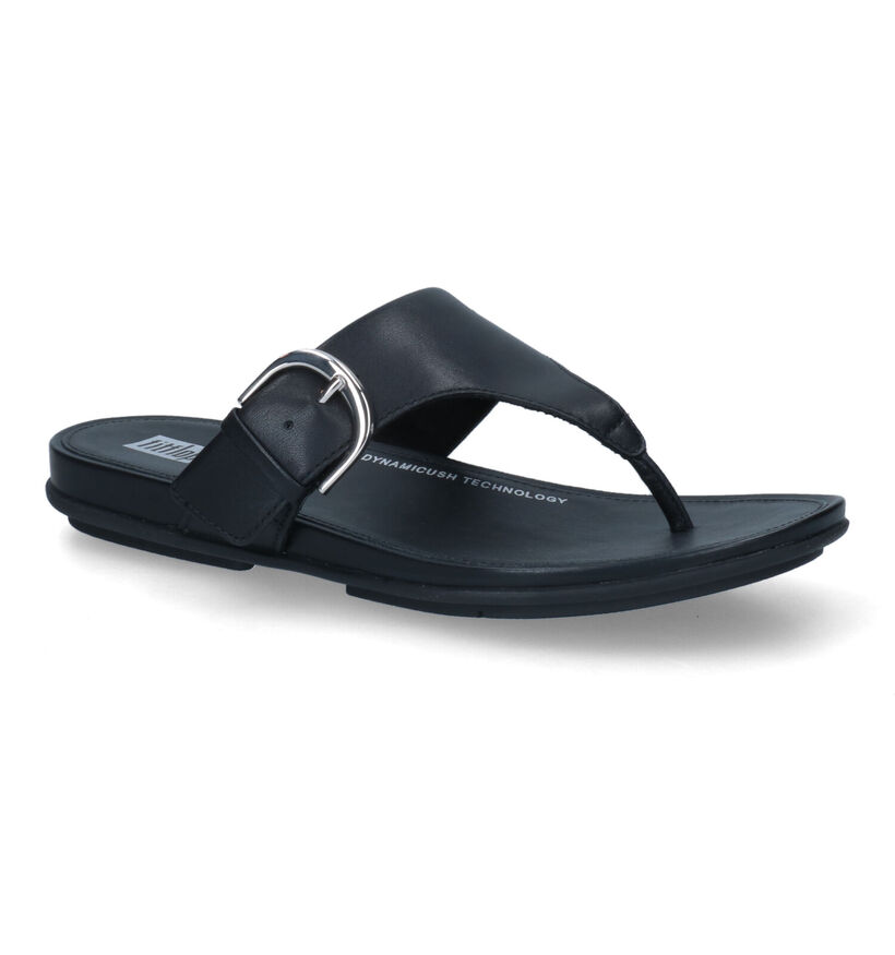 FitFlop Graccie Zwarte Teenslippers in leer (304869)