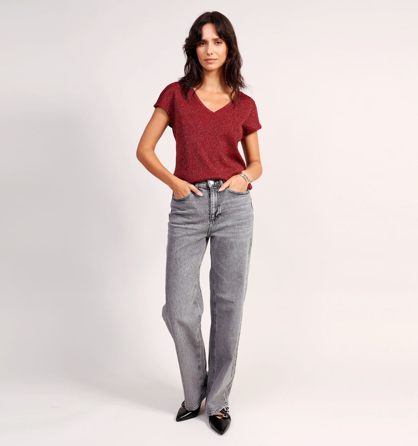 Vero Moda Faja T-shirt en Bordeaux pour femmes (366410)