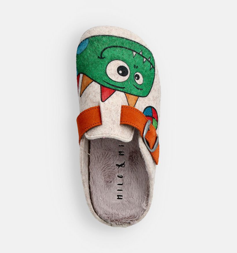 Milo & Mila Dino Beige Pantoffels voor meisjes, jongens (364947) - geschikt voor steunzolen