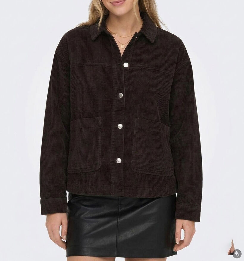 Vero Moda Curve Jamie Corduroy Chocoladebruine Shacket voor dames (378120)