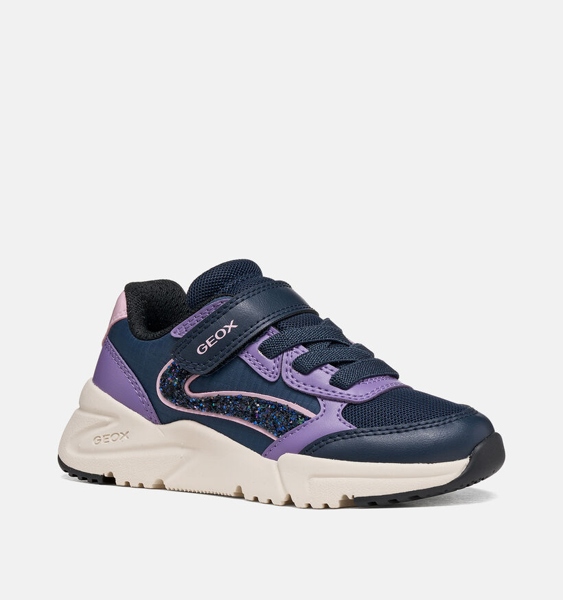 Geox Loftus Baskets basses en Bleu/Multi pour filles (377769) - pour semelles orthop&eacute;diques