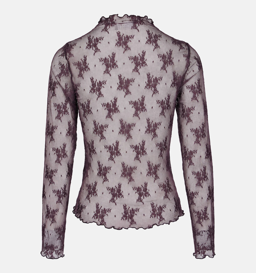 Pieces Vio Mesh Bordeaux T-shirt met Lange Mouwen voor dames (382229)