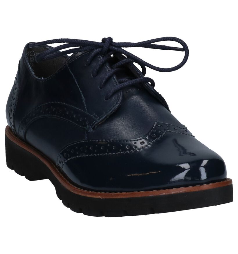 Jana Zwarte Oxford Veterschoenen in lak (257529)