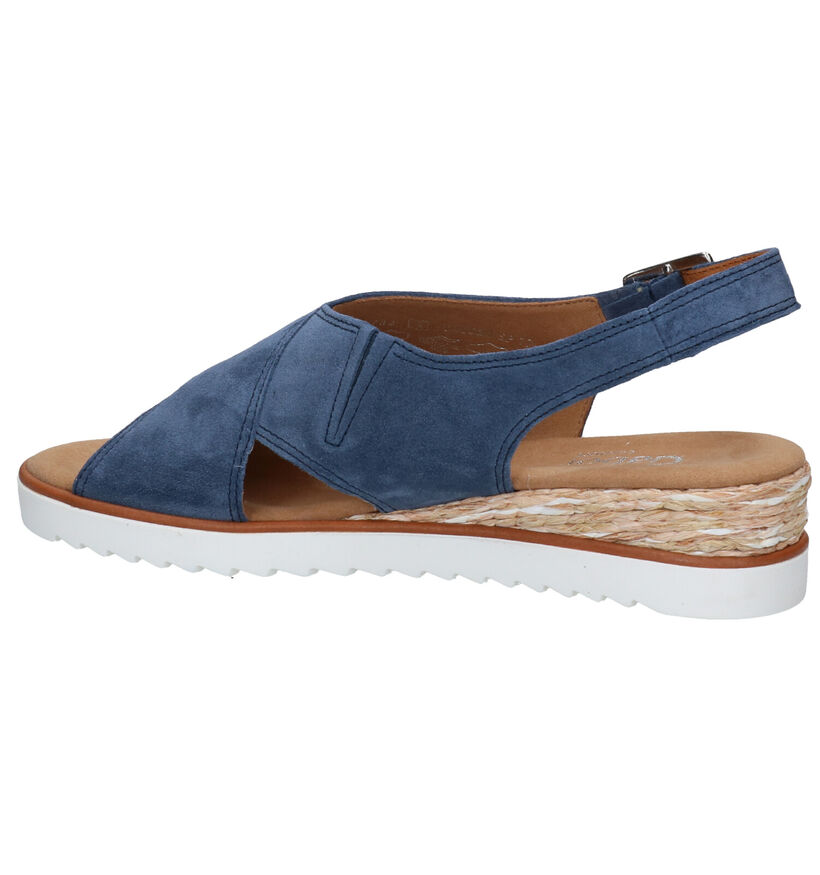 Comfort Sandales compensées en Bleu en daim (287807)