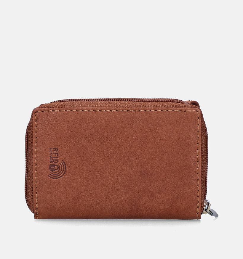 Euro-Leather Porte-monnaies zippé en Cognac pour femmes (365219)