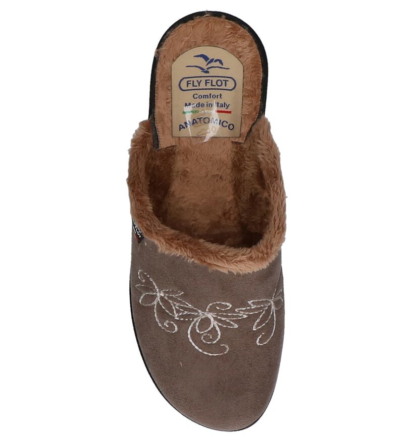 Taupe Pantoffels Fly Flot in stof (232739)
