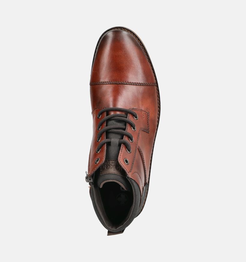 Rieker Boots &agrave; lacets en Cognac pour hommes (376511) - pour semelles orthop&eacute;diques