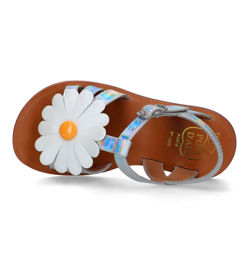 Pom d'Api Plagette Big Flo Sandales en Argent pour filles (322888)