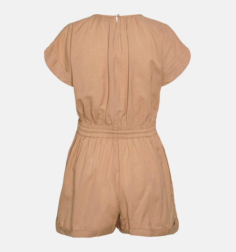 Pieces Leena Bruine Linnen Jumpsuit voor dames (334400)