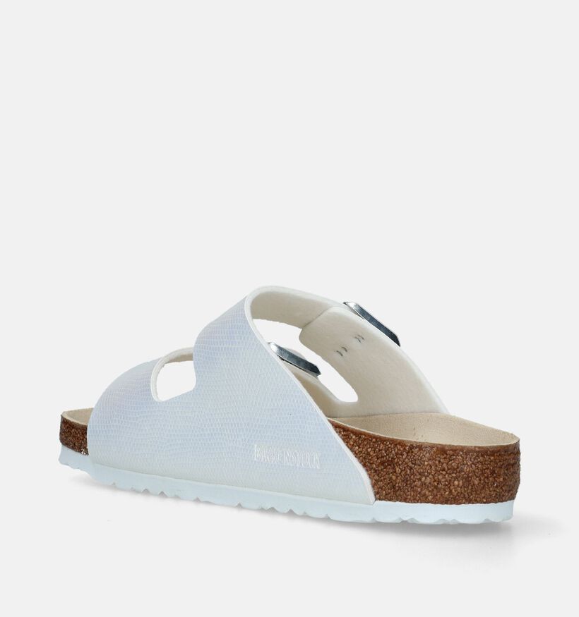 Birkenstock Arizona Birko Flor Embossed Witte slippers voor dames (338029)