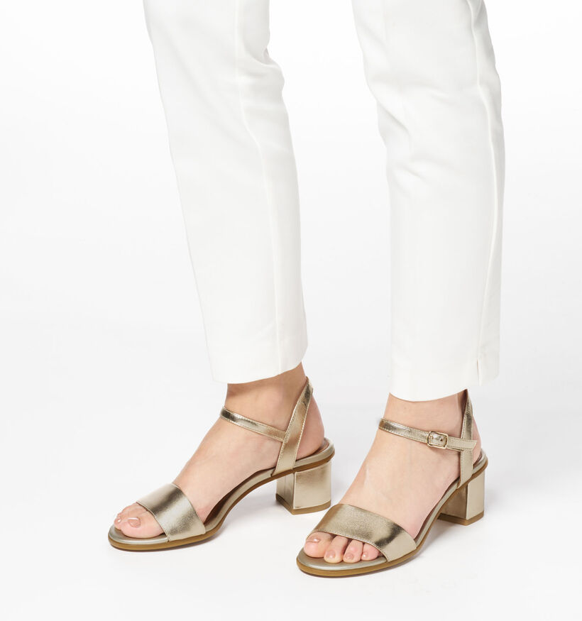 Geox Aurely Gouden Sandalen met blokhak voor dames (353768)